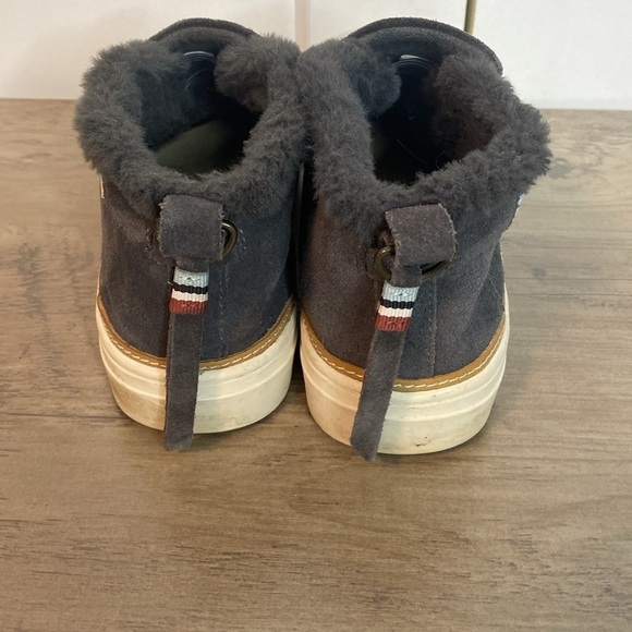 Toms | Gray Suede Leather Slip in Shoes with Faux fur trim - Zip up Back - 7.5 - Picture 5 of 7